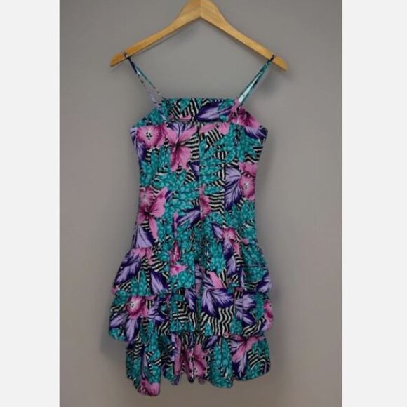 Vtg Isadora New York - 2 Piece Dress & Jacket Set - Tropical Floral Zebra - Sz 5 - Picture 10 of 14